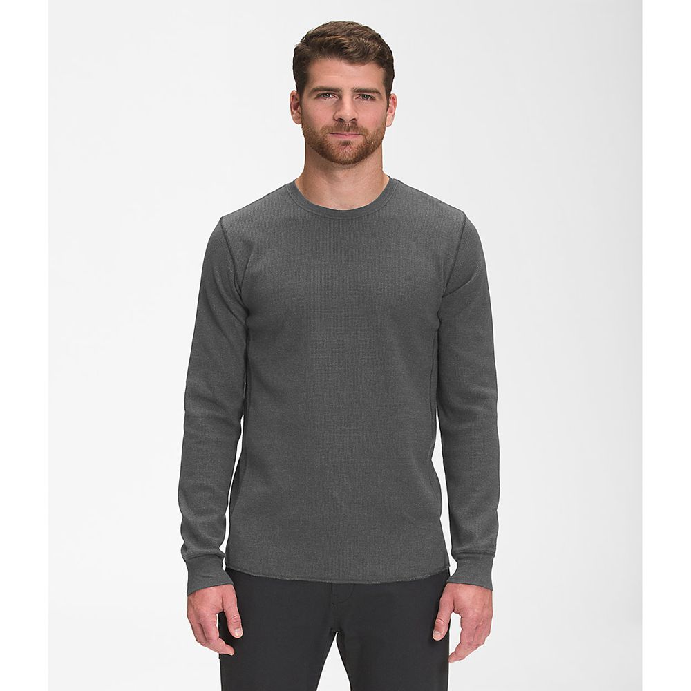 The North Face Long Sleeve Mens Australia - The North Face All-Season Waffle Thermal Dark Grey (GTV-